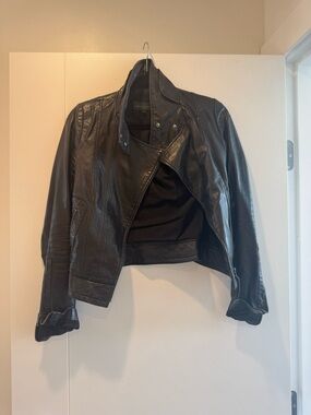 Mackage Black Leather Asymmetrical Moto Jacket